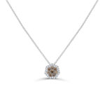 Chocolate and White Diamond Flower Pendant