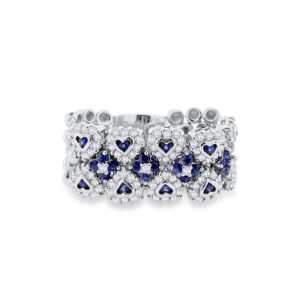 Diamond and Sapphire Weave Heart Ring